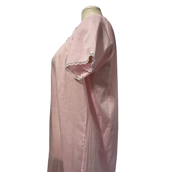 Vintage Handmade Pink Floral Embroidered Wrap Night Gown Robe Sz S/M Womens Shor - Picture 12 of 12